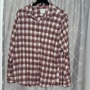 Men's American Eagle Plaid Shirt - Red and White